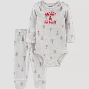 Carter's Light Gray 'Merry & Bright' Baby Set